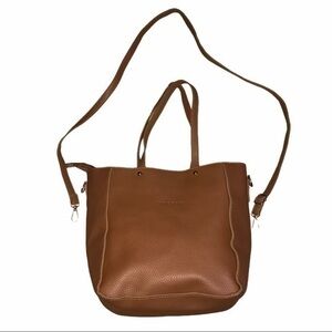 Tan Double Handled Tote with Detachable Long Strap